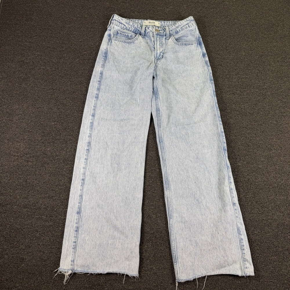 Hollister Jeans Womens 0S High-Rise Baggy Light Raw Hem Distressed W25 Short